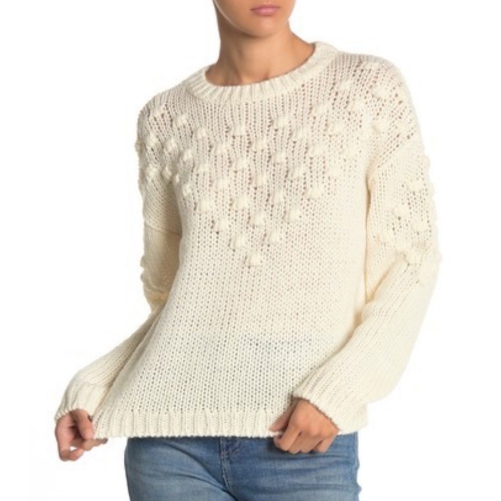 Abound Textured Cream Crew Neck Knit Sweater, Sz S
